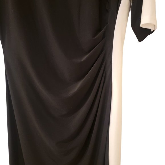 Lauren Ralph Lauren Sheath Dress Size 14 Black White Colorblock Short Sleeve - Picture 4 of 6